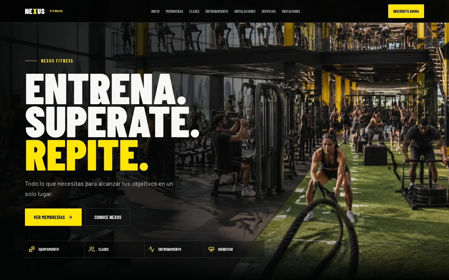 Vista de escritorio del proyecto Gimnasio