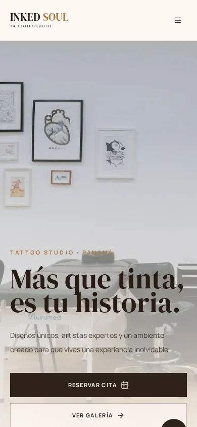 Vista móvil del proyecto Tatuador