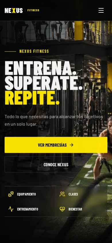 Vista móvil del proyecto Gimnasio