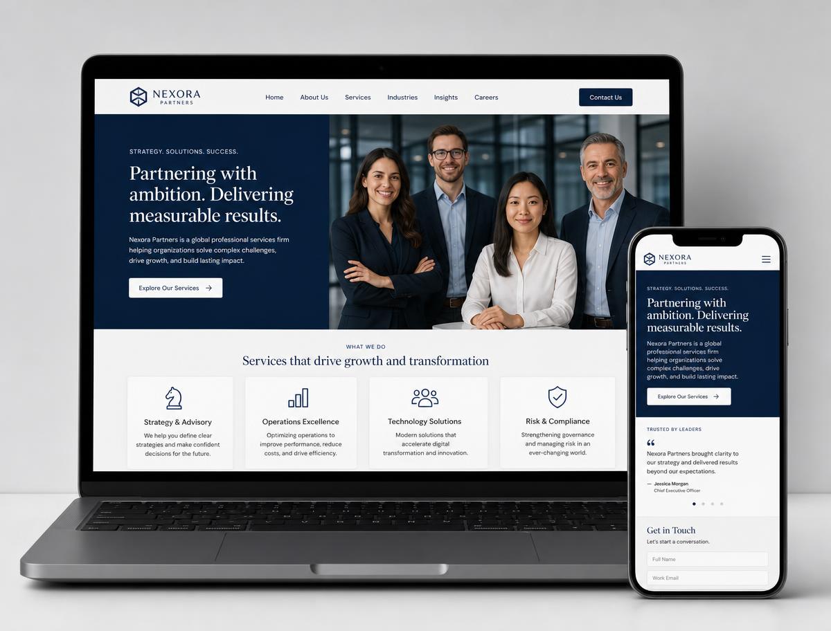 Mockup de página web para empresa de servicios