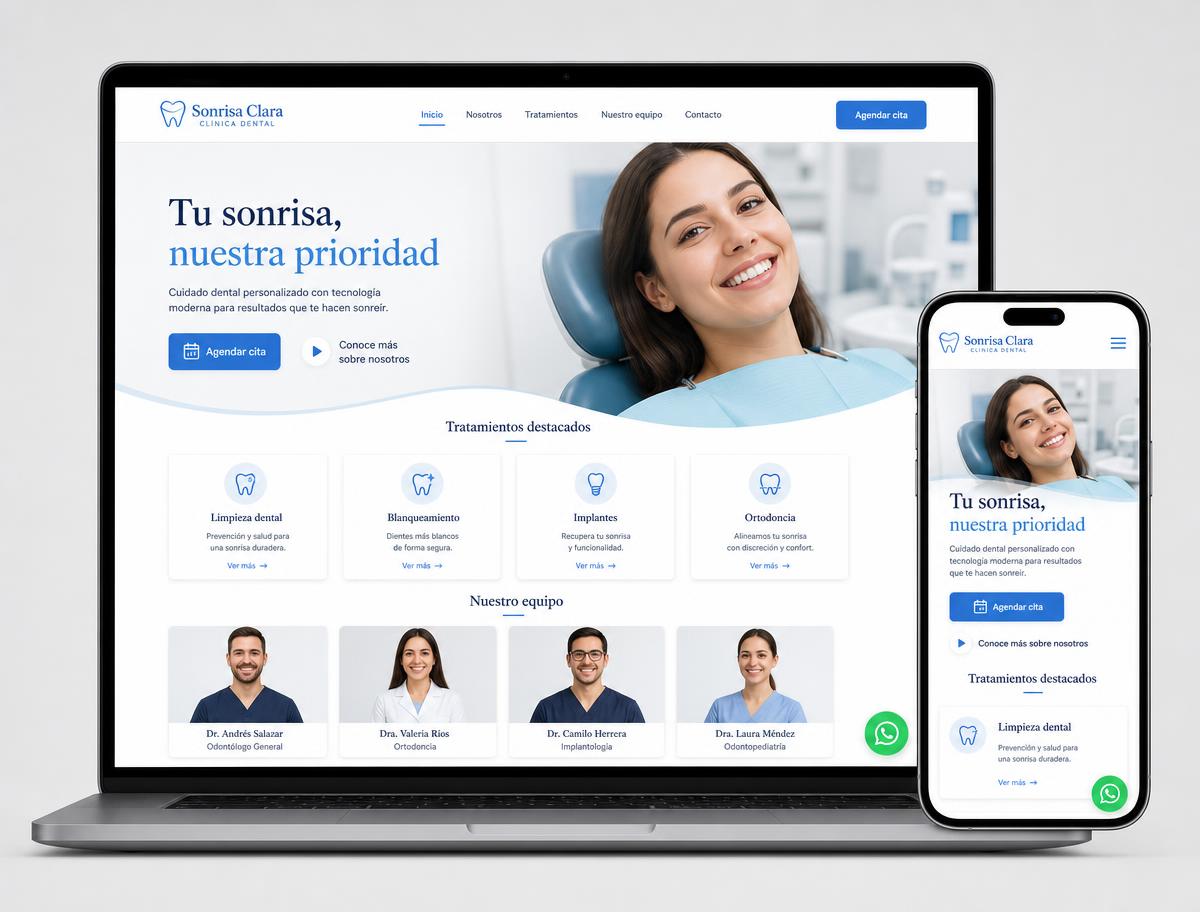 Mockup de página web para clínica dental